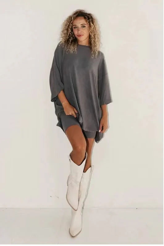 Stylish viscose tee and shorts set in a range of sophisticated colours, perfect for the modern UK woman's wardrobe