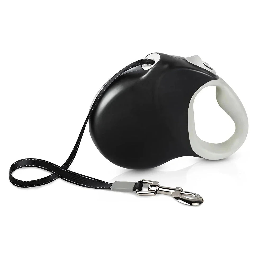 Robust and durable retractable dog leash with reflective material and anti-slip handle for medium to large dogs