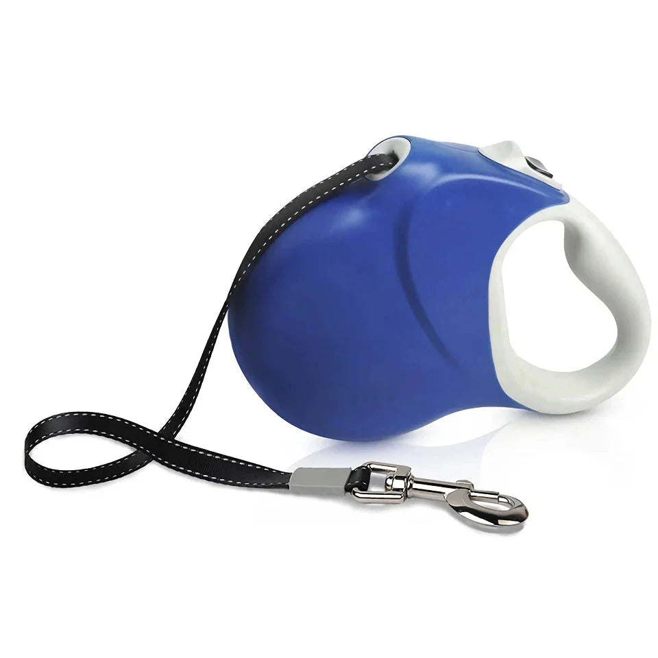 Robust and durable retractable dog leash with reflective material and anti-slip handle for medium to large dogs