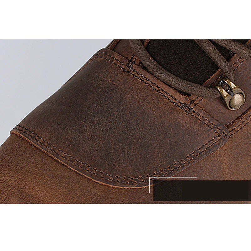 Premium retro motorcycle boots in brown cowhide leather with anti-drop protection