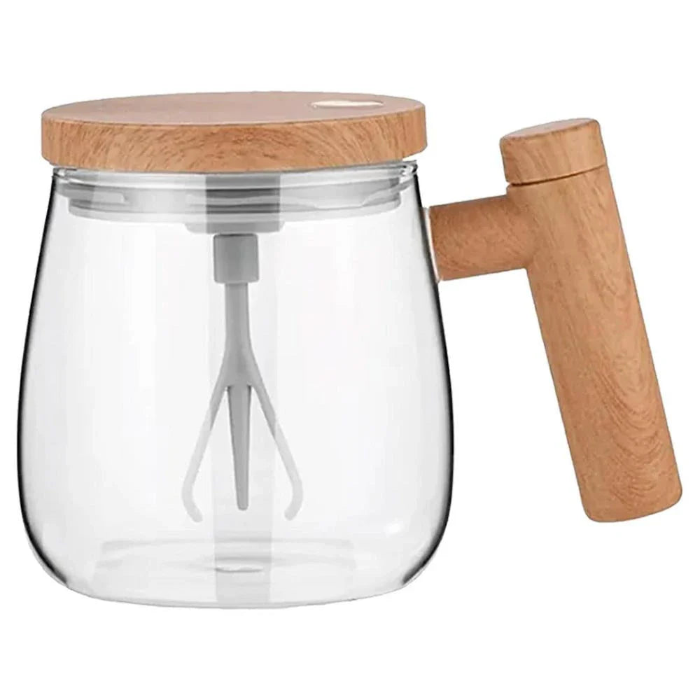 Electric Self Stirring Coffee Mug with Handle, 400ml capacity, transparent design, perfect for hot drinks