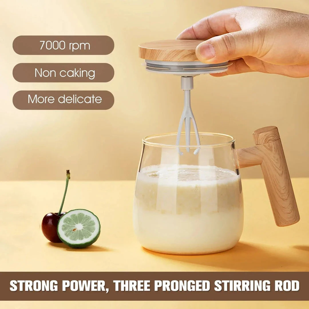 Electric Self Stirring Coffee Mug with Handle, 400ml capacity, transparent design, perfect for hot drinks