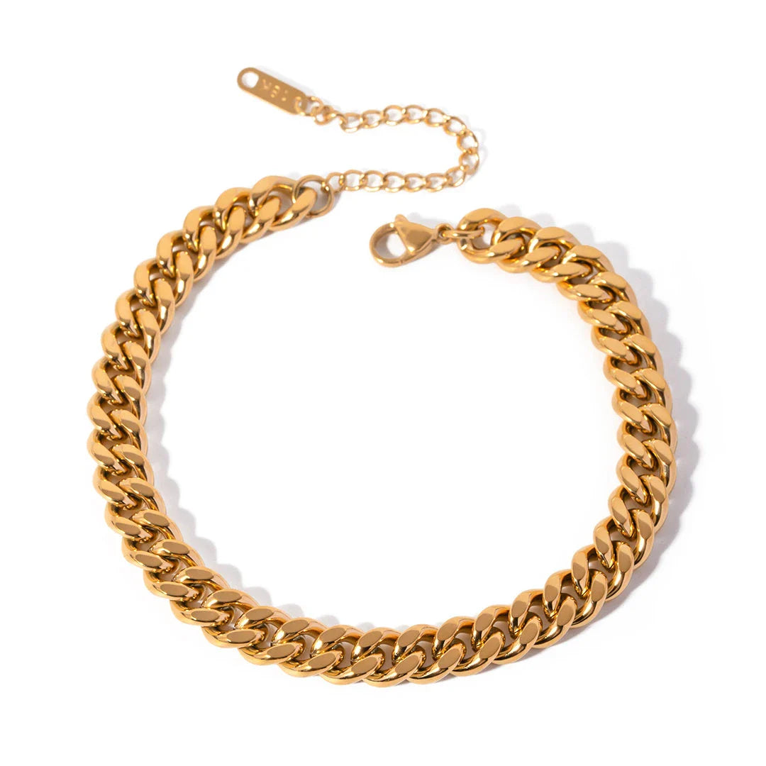 18K gold plated stainless steel anklet with thick chain, a sophisticated and durable accessory for any occasion
