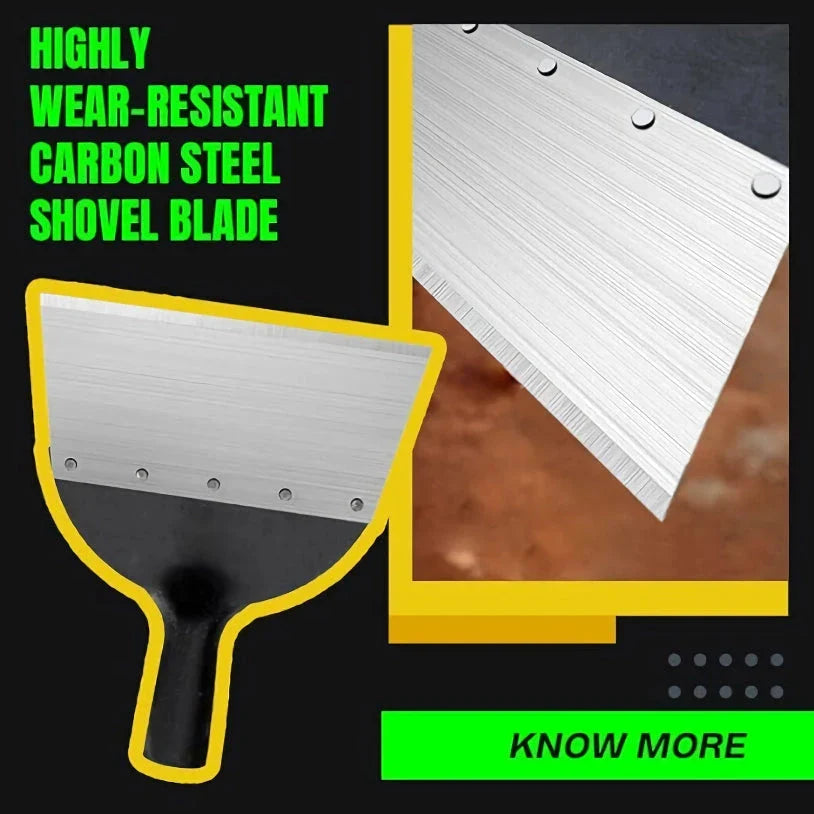 Multifunctional heavy-duty garden cleaning shovel made from manganese steel with a flat head design for efficient scraping and lifting