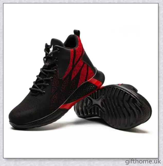 Anti-smashing and anti-piercing work boots with reinforced steel plate and durable flying weave upper