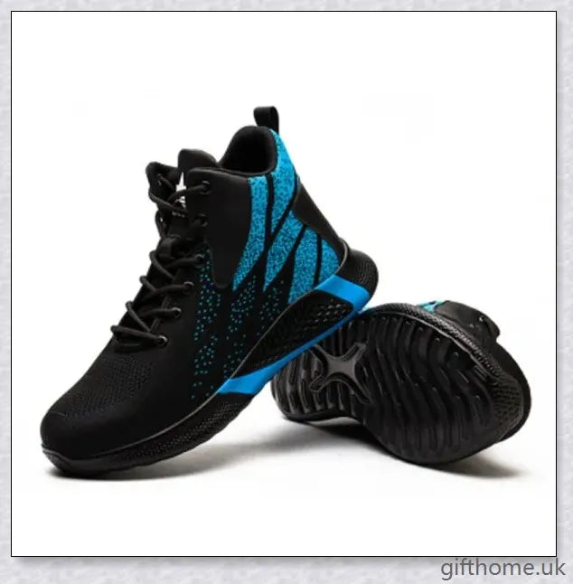 Anti-smashing and anti-piercing work boots with reinforced steel plate and durable flying weave upper