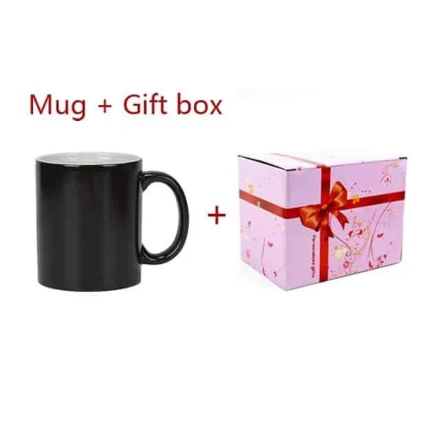 Trendha's Heat Sensitive Custom Printed Mug featuring a hidden design that appears when filled with hot liquid