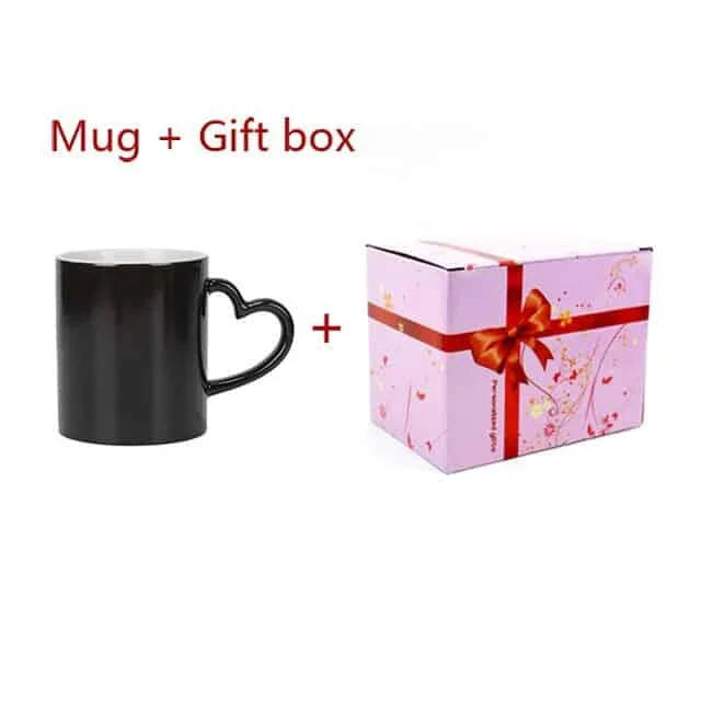 Trendha's Heat Sensitive Custom Printed Mug featuring a hidden design that appears when filled with hot liquid
