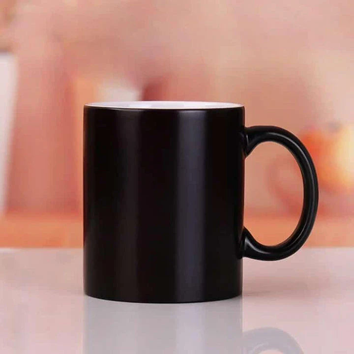 Trendha's Heat Sensitive Custom Printed Mug featuring a hidden design that appears when filled with hot liquid