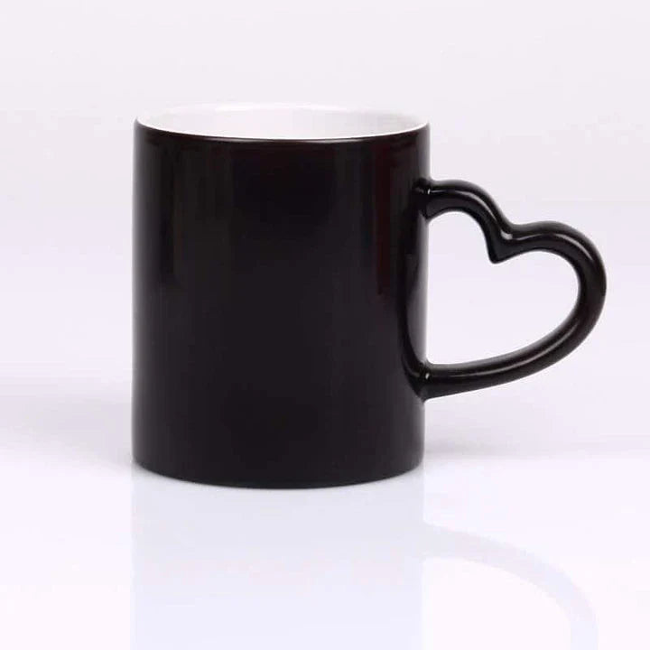 Trendha's Heat Sensitive Custom Printed Mug featuring a hidden design that appears when filled with hot liquid