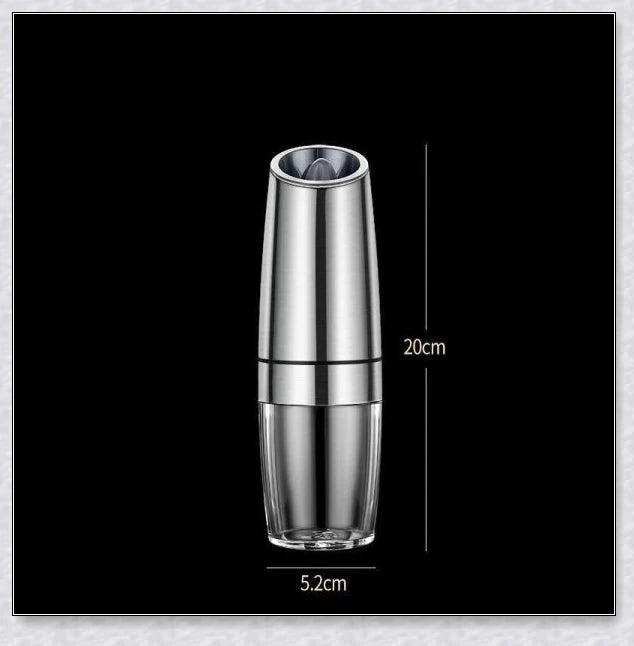 Rechargeable electric pepper and salt grinder set with adjustable coarseness and gravity-sensing mechanism