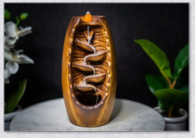 Incense Falls incense burner with mesmerising smoke cascade effect, delivering a calming and rejuvenating aromatherapy experience