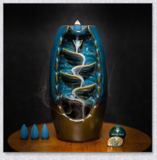 Incense Falls incense burner with mesmerising smoke cascade effect, delivering a calming and rejuvenating aromatherapy experience