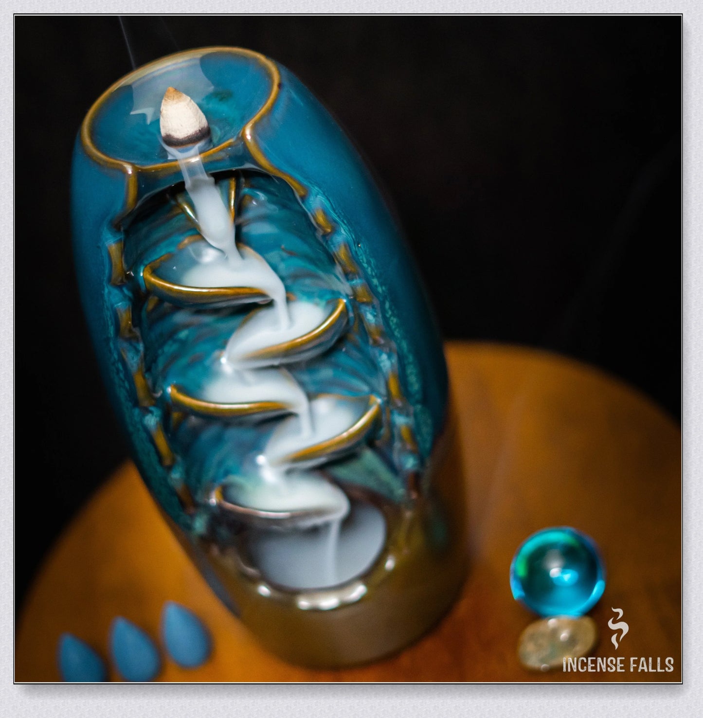 Incense Falls incense burner with mesmerising smoke cascade effect, delivering a calming and rejuvenating aromatherapy experience