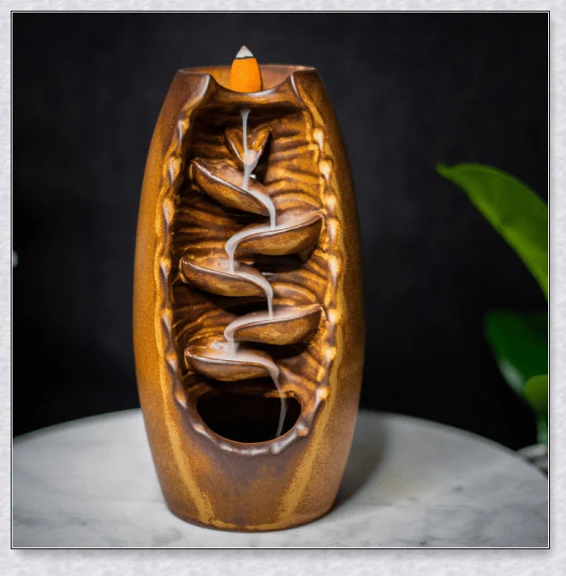 Incense Falls incense burner with mesmerising smoke cascade effect, delivering a calming and rejuvenating aromatherapy experience