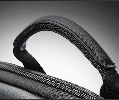 A high-quality genuine leather backpack with a sleek, sophisticated design, perfect for the discerning gentleman