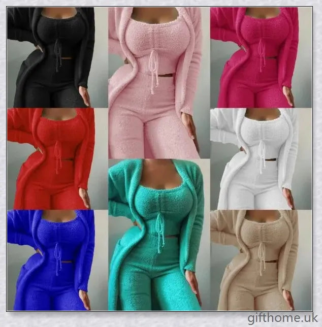 Autumn Winter Casual Plush 3 Pieces Pantsuits in a variety of colours and sizes