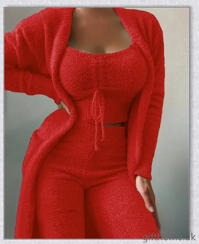 Autumn Winter Casual Plush 3 Pieces Pantsuits in a variety of colours and sizes
