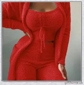 Autumn Winter Casual Plush 3 Pieces Pantsuits in a variety of colours and sizes