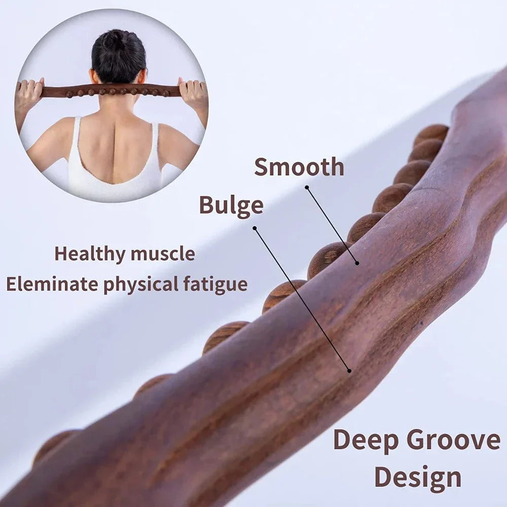 Premium 20-Bead Wooden Massage Roller for full body relaxation and therapy, featuring ergonomic design and dual functionality.