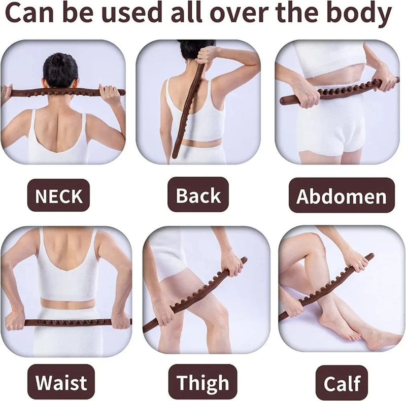 GiftHome_UK 20-Bead Wooden Massage Roller for Full Body Relaxation and Therapy