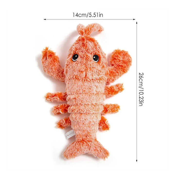 Interactive plush toy in the shape of a lobster with realistic movements to engage and entertain pets