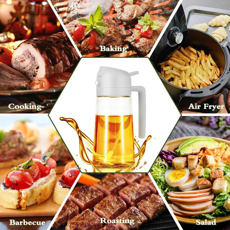 Trendha 2-in-1 Olive Oil Sprayer and Dispenser Bottle with Spraying and Pouring Functions