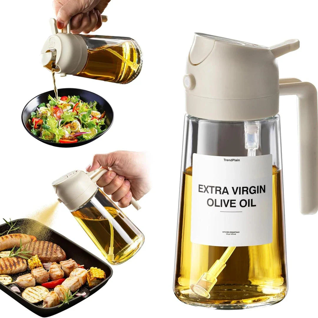 Trendha 2-in-1 Olive Oil Sprayer and Dispenser Bottle with Spraying and Pouring Functions