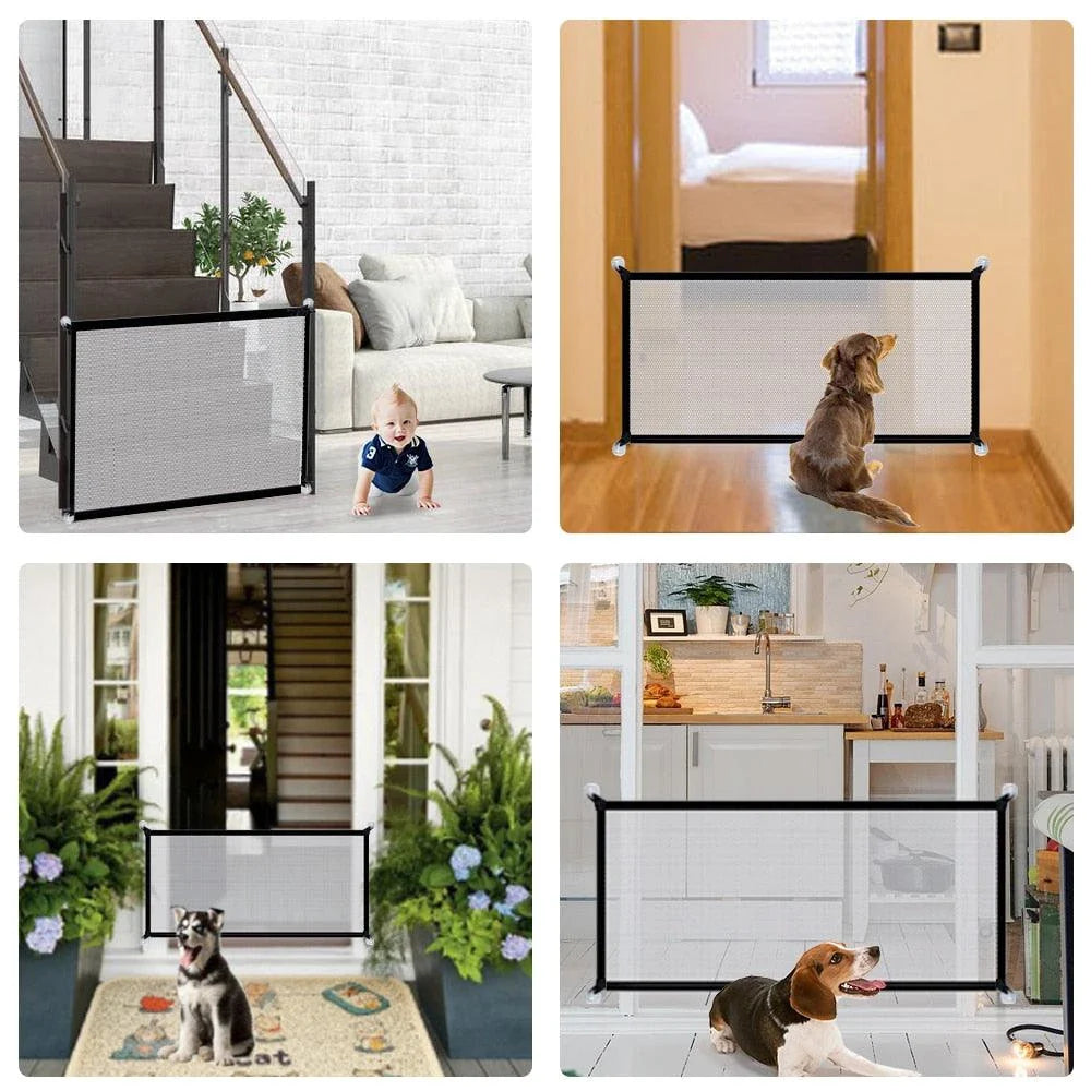 Portable Folding Mesh Pet Gate - Secure and Stylish Solution for Pet Owners