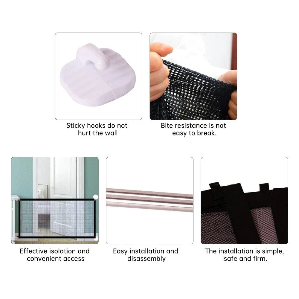 Portable Folding Mesh Pet Gate - Secure and Stylish Solution for Pet Owners