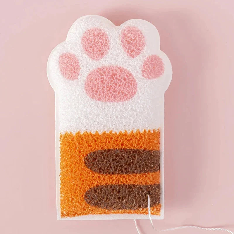 Cat Paw Bath Sponge - A fun and effective bath accessory with a unique honeycomb structure for deep cleansing and gentle exfoliation