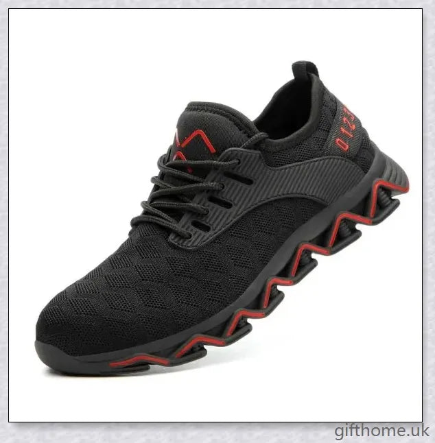 Breathable woven shoes with steel toe cap for workplace safety and comfort