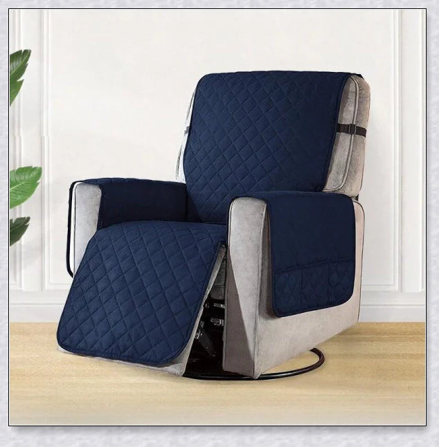 Recliner chair cover with pockets in various colours, providing protection and convenience for your living room furniture