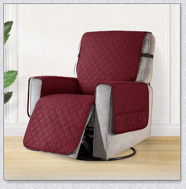 Recliner chair cover with pockets in various colours, providing protection and convenience for your living room furniture