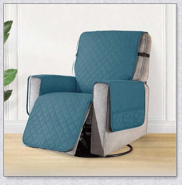 Recliner chair cover with pockets in various colours, providing protection and convenience for your living room furniture