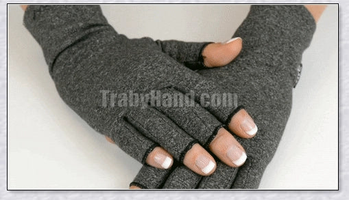 A pair of NHS Compression Arthritis Relief Gloves in different colours, designed to provide pain relief and improved mobility for those suffering from rheumatoid arthritis and osteoarthritis.