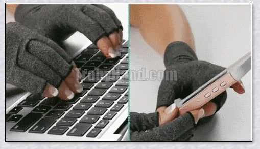 A pair of NHS Compression Arthritis Relief Gloves in different colours, designed to provide pain relief and improved mobility for those suffering from rheumatoid arthritis and osteoarthritis.
