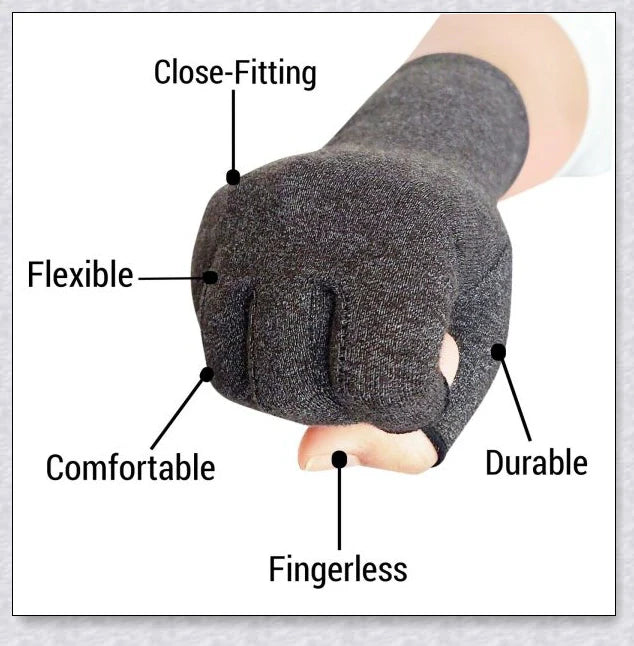 A pair of NHS Compression Arthritis Relief Gloves in different colours, designed to provide pain relief and improved mobility for those suffering from rheumatoid arthritis and osteoarthritis.