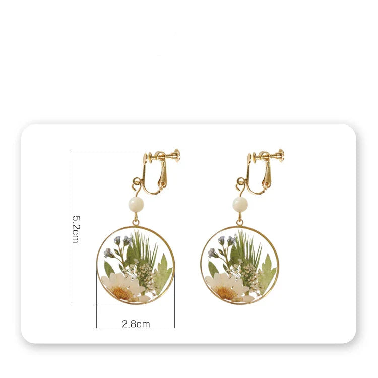 Fashion Resin Natural Plant Earrings with intricate botanical designs and copper gilt accents