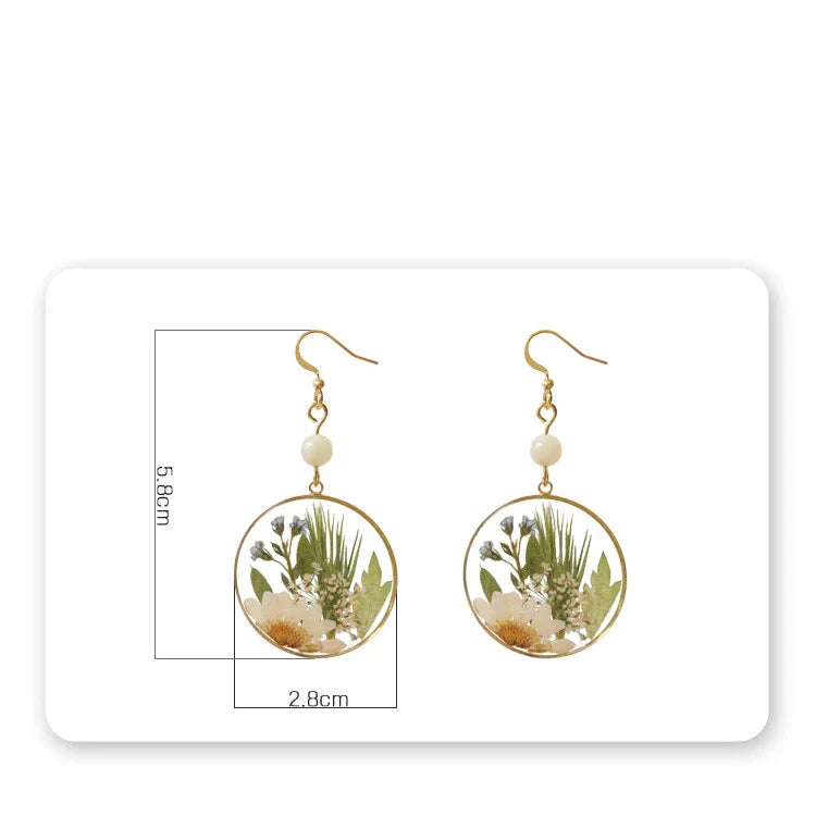 Fashion Resin Natural Plant Earrings with intricate botanical designs and copper gilt accents