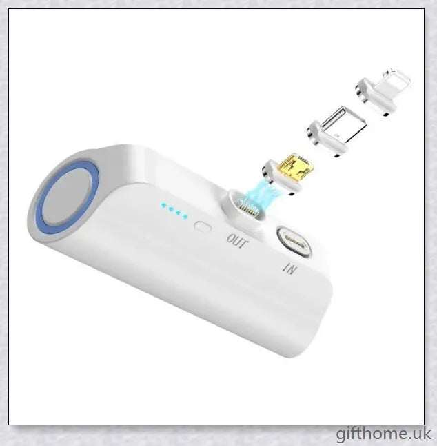 Capsule Magnetic Power Bank: A compact and powerful portable charger with a sleek design, fast charging, and multi-port capabilities for on-the-go use.