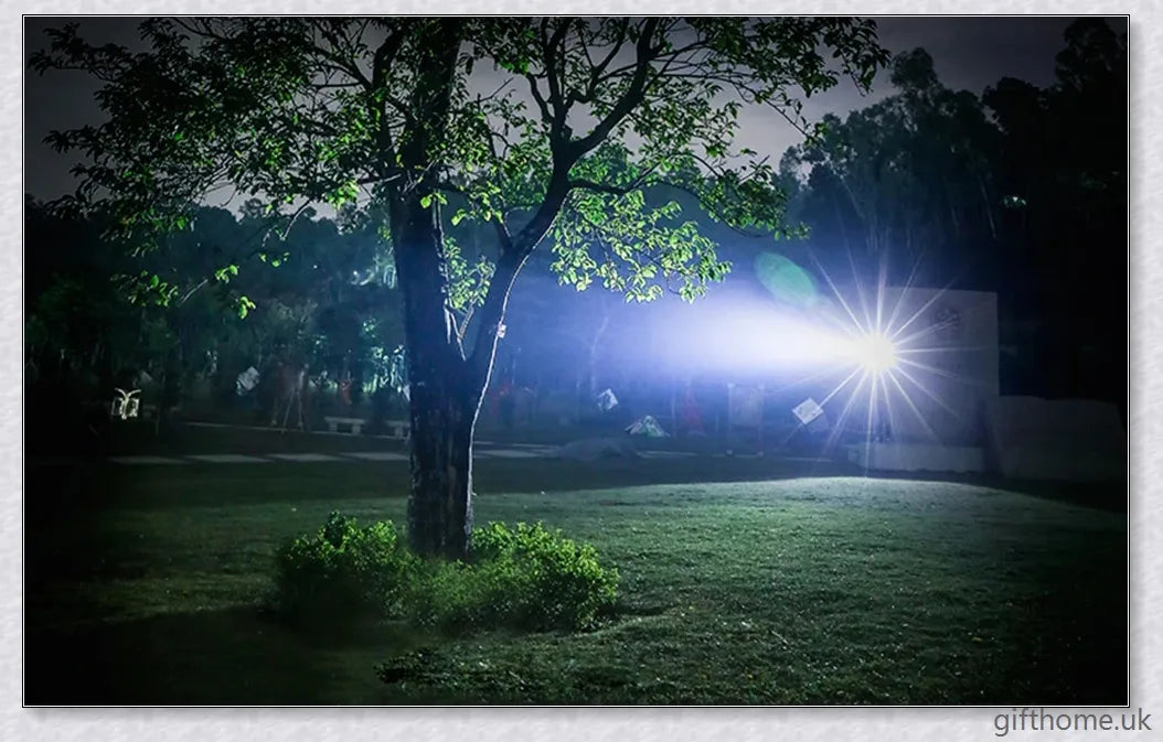 Ultra-bright 90,000 lumens XHP70.2 LED flashlight with aerospace-grade aluminium alloy body and IPX6 waterproof rating