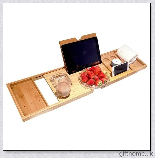 GiftHome UK Bathtub Bamboo Retractable Storage Rack