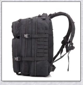 Rugged and water-resistant 40-litre military tactical backpack with multiple compartments and adjustable straps for comfortable carrying.