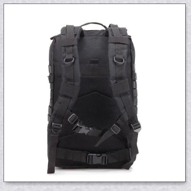 Rugged and water-resistant 40-litre military tactical backpack with multiple compartments and adjustable straps for comfortable carrying.
