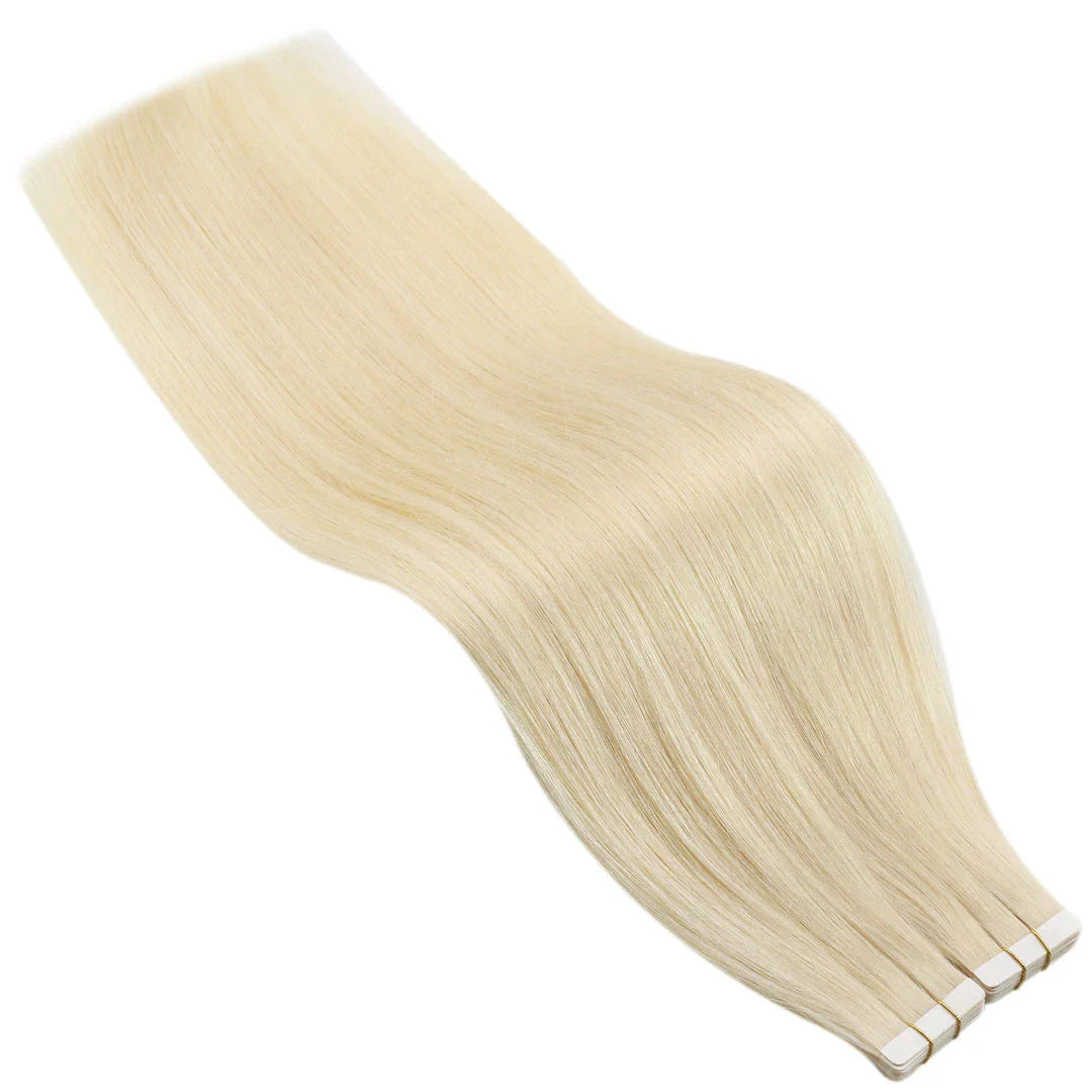 Luxurious Tape-In Human Hair Extensions in Ash Blonde, 24-inch length, 20 pieces per package