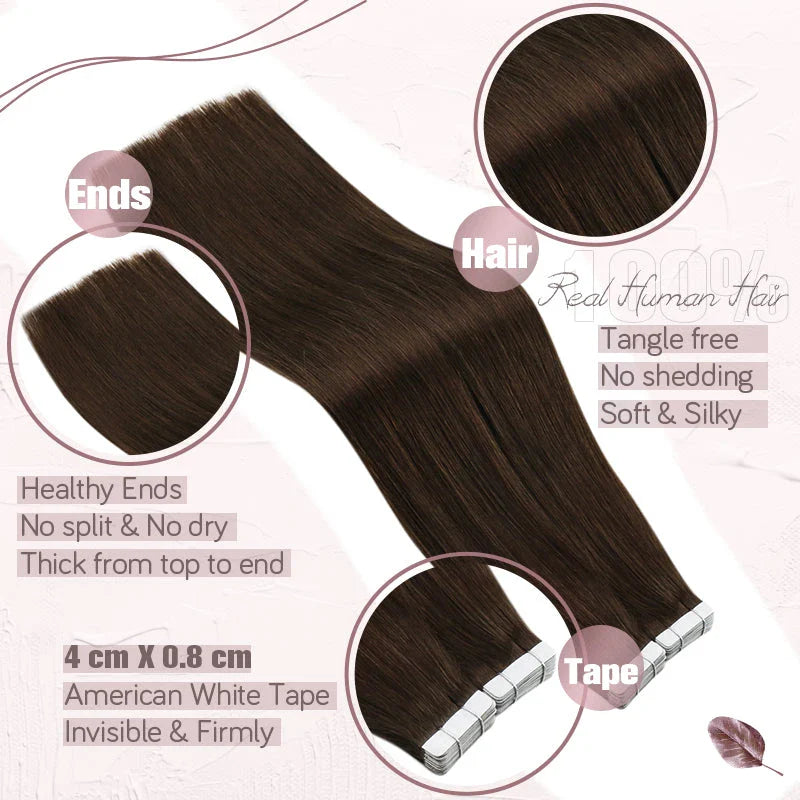 Luxurious Tape-In Human Hair Extensions in Ash Blonde, 24-inch length, 20 pieces per package