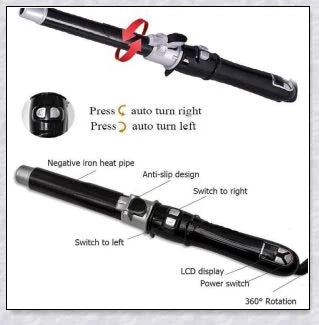 Professional Auto Rotating Curling Iron with Ceramic Technology for Salon-Quality Curls at Home