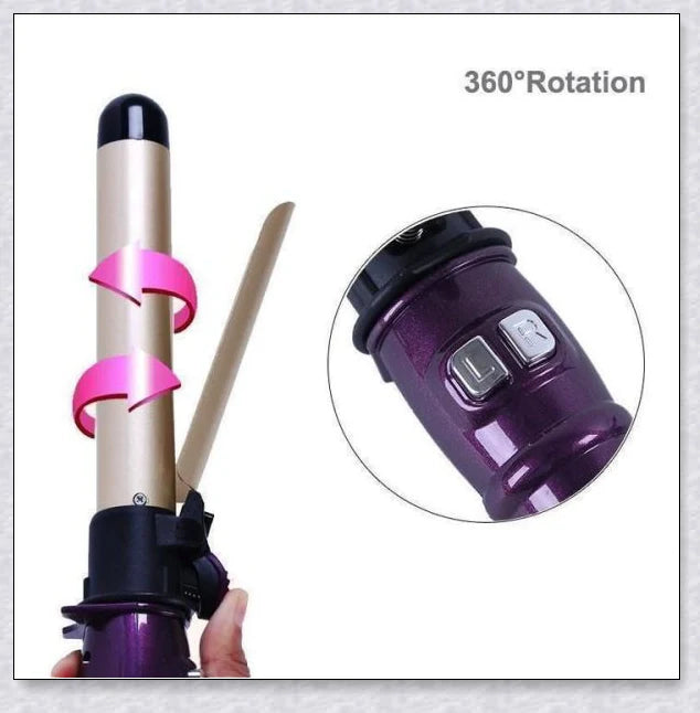 Professional Auto Rotating Curling Iron with Ceramic Technology for Salon-Quality Curls at Home