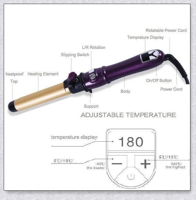 Professional Auto Rotating Curling Iron with Ceramic Technology for Salon-Quality Curls at Home